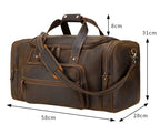 QINGWU Bolsas de cuero grandes para hombres – Vintage Weekender aus echtem Crazy Horse Rindsleder mit Schuhfach 