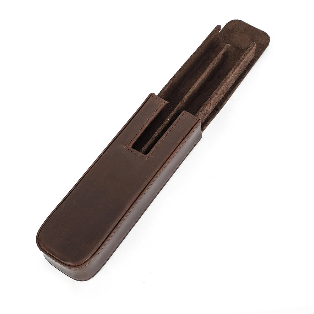 Echtes Leder Füllfederhalter-Etui mit 2 Fächern – Elegantes Pen Case für Reisen, Büro & Schule
