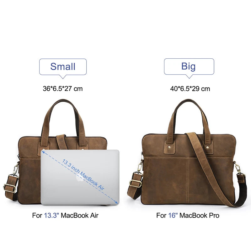 CONTACT’S Herren Leder-Aktentasche – Vintage Messenger Bag für Laptop & MacBook 13–16"