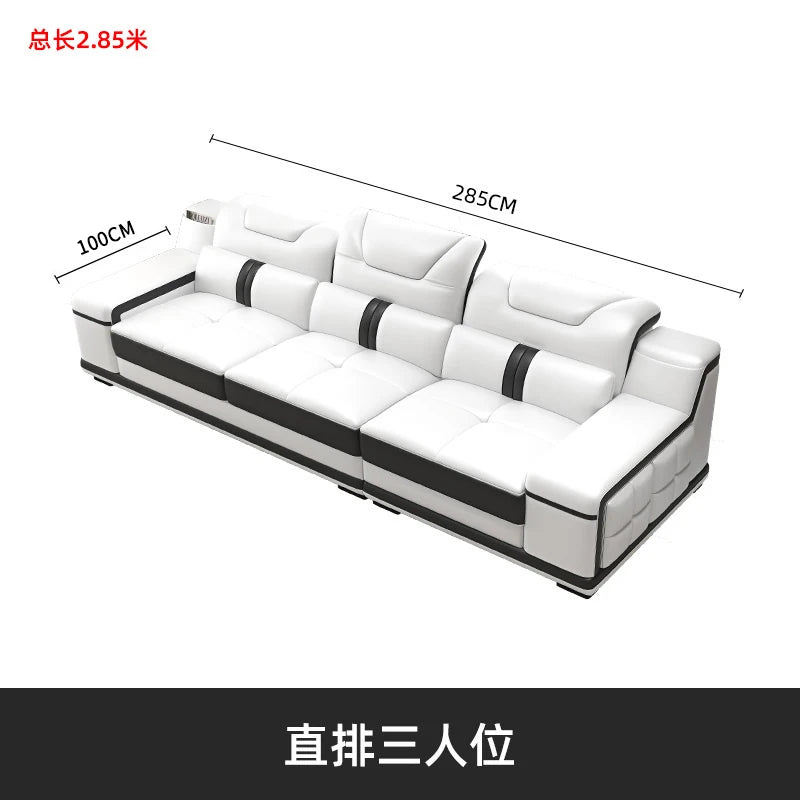 Modernes Luxus Ecksofa en Leder – Canapé multifonctionnel en forme de L, canapé d'immersion design minimaliste pour femmes de style