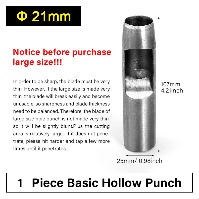 WUTA Runde Lederloch Stanzen Sets – 5–15 tlg. Hohlstanzer aus Carbonstahl für Uhrenarmbänder, Gürtel & DIY-Arbeiten