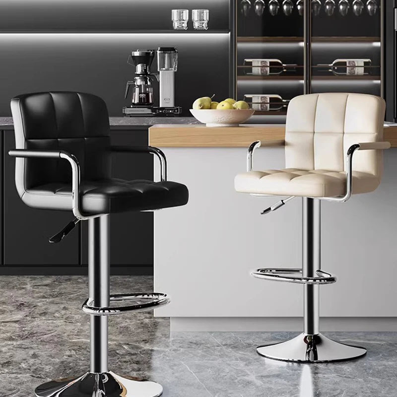 Designer Leder Barhocker in Schwarz – Moderner minimalistischer Barstuhl, ergonomisch & komfortabel für Bar, Schlafzimmer und Gewerbe