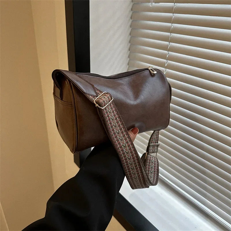 Vintage PU-Leder Boston Handtasche für Damen – Petit sac à bandoulière Pillow, Modische Schultertasche für Casual &amp; Reisen