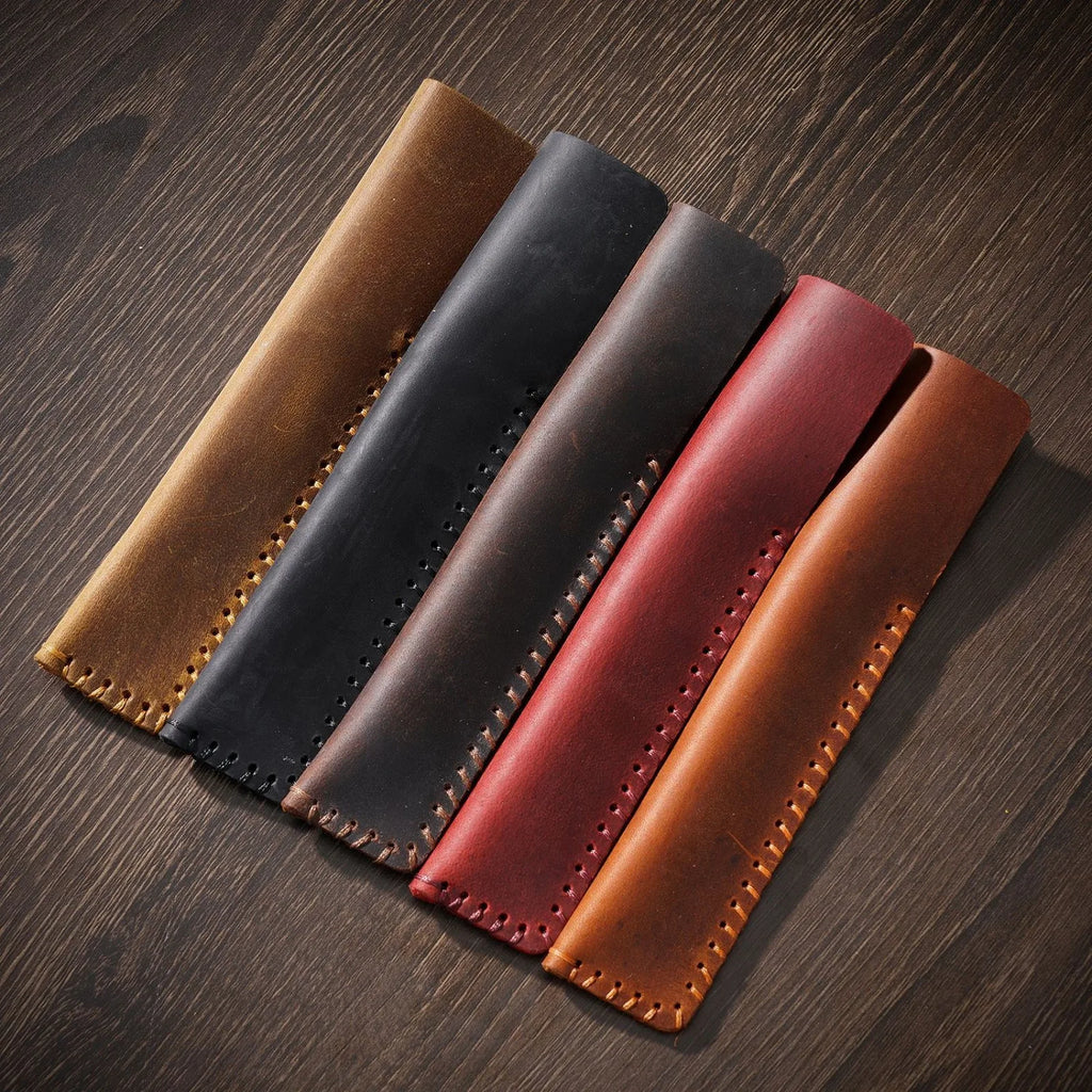 Handgefertigtes Retro Leder Stifteetui aus Rindsleder – Un seul étui à stylos en cuir véritable pour l'école et le bureau