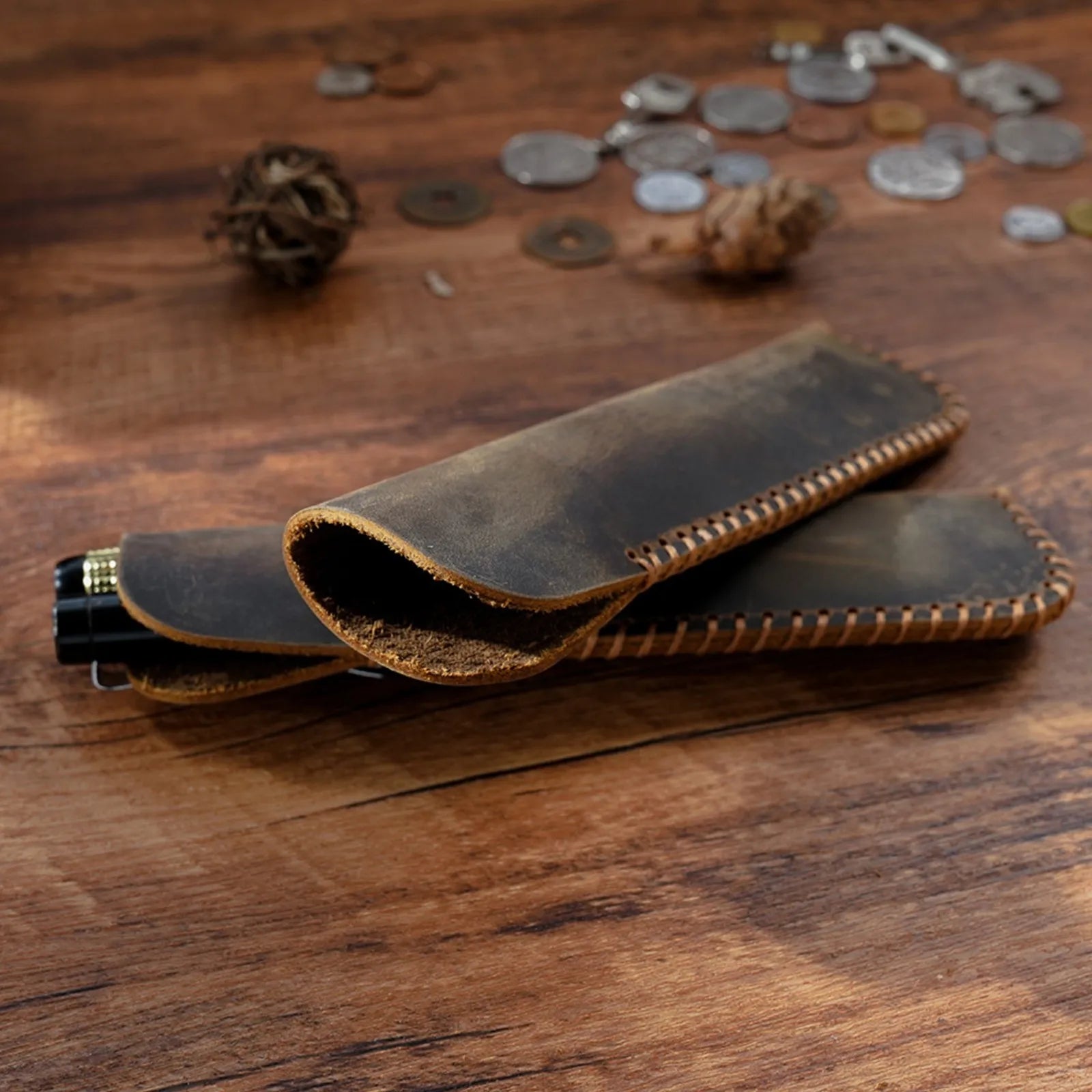 Handgefertigtes Vintage Leder Stifteetui aus Echtleder – Edle Schutzhülle für Füllfederhalter &amp; Schreibgeräte | Étui à stylos élégant pour l'école et le bureau