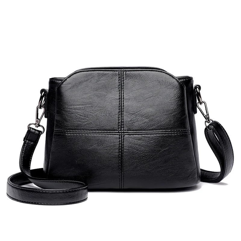Yogodlns Vintage PU-Leder Schultertasche – Quadratische Crossbody Bag für Damen, Große Messenger-Tasche für Frauen