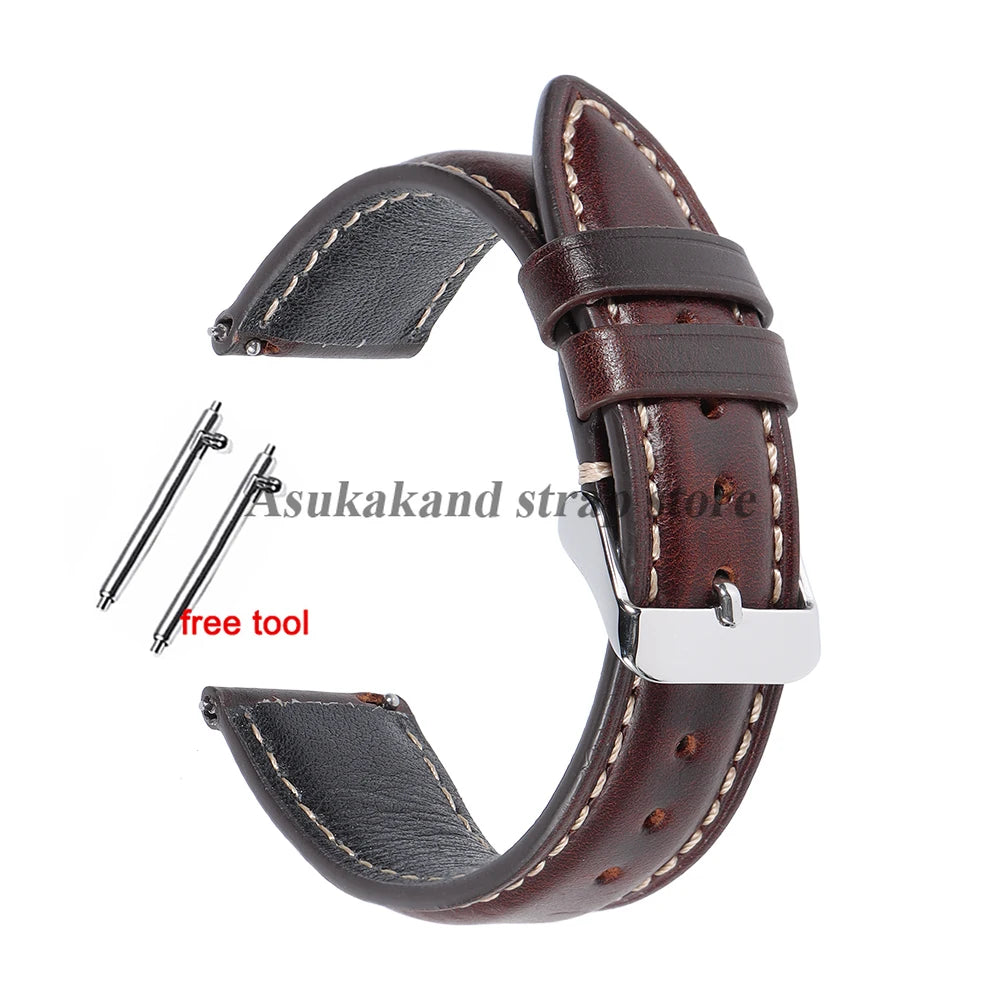 Vintage Uhrenarmband aus Oil-Wax-Leder - Correa de reloj de cuero de 18 mm a 22 mm con Dornschließe im klassischen Look para hombres y mujeres 