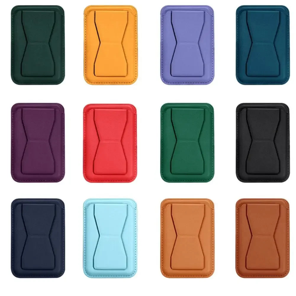 MagSafe Kartenhalter aus PU-Leder – Diebstahlsicheres Kartenetui für iPhone 16 / 15 / 14 / 13 Pro Max | Magnetische Wallet mit Standfunktion