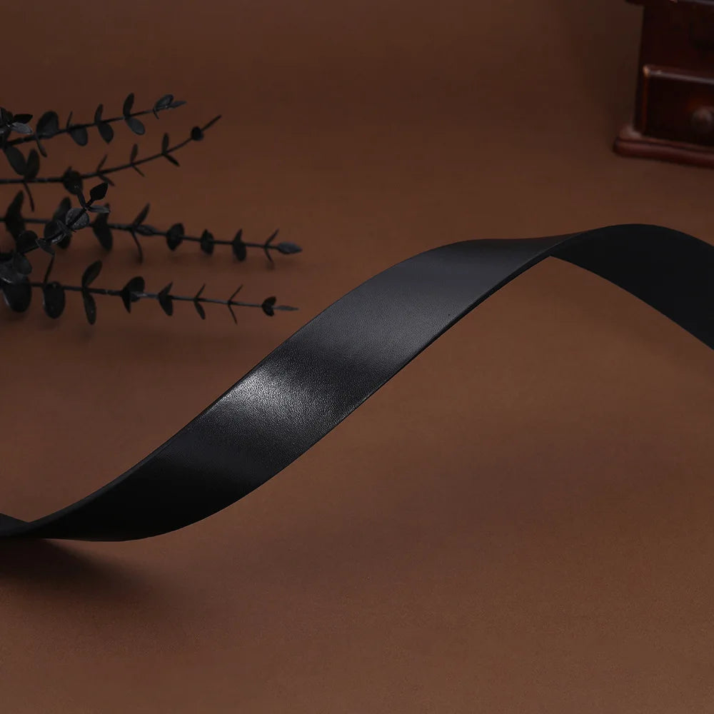 Herren Gürtel ohne Schnalle – Modischer 3,8 cm PU-Lederriemen in Schwarz und Kaffee