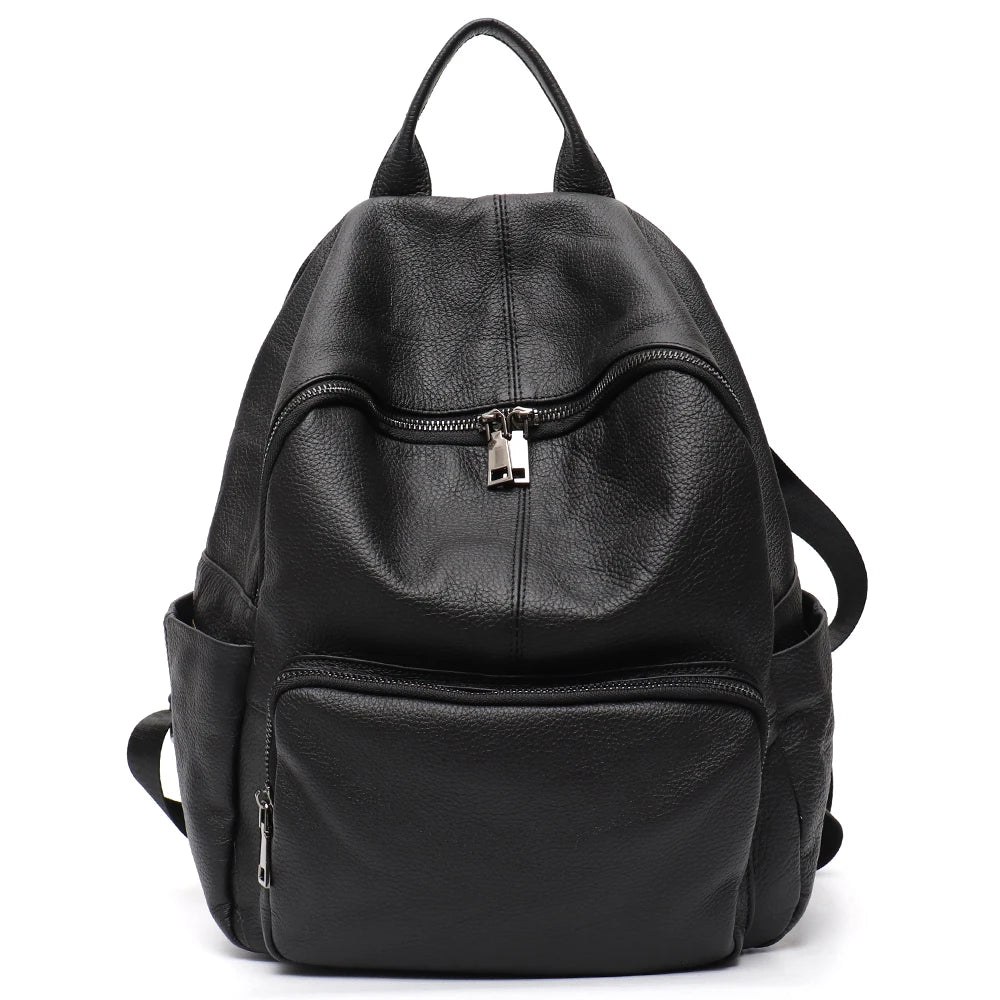 STEPHIECATHY Rucksack aus weichem Echtleder – Unisex Leder-Rucksack mit Multi-Reißverschlussfächern für Alltag & Reise