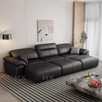 Luxuriöses schwarzes Echtleder Sofa mit Relax- & Schlaffunktion – Modernes Designer Ecksofa & Daybed für stilvolle Wohnzimmer