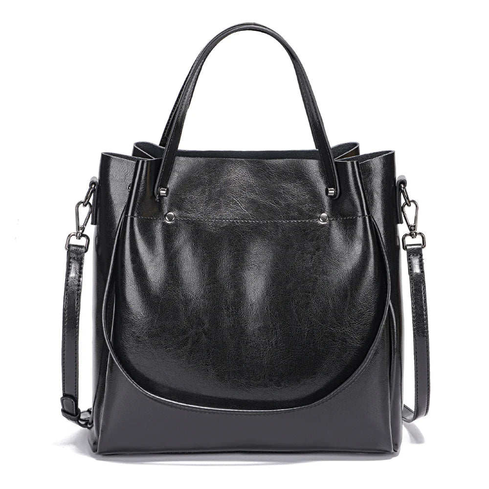 ZENCY Multifunktionale Ledertasche – Große Shopper Bag aus 100% Echtleder für Damen, Schulter- & Crossbody Tote, Rot