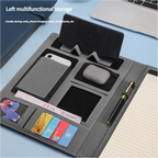 A4 Multifunktionale Business Meeting Mappe – PU-Leder Organizer für Smartphone, Karten & Notizen | Professionelle Konferenz- & Dokumentenmappe