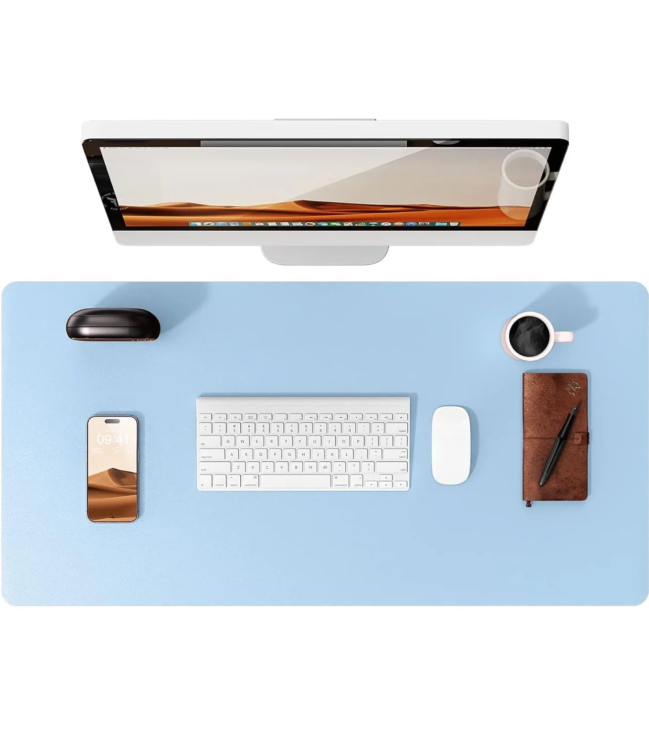 Großes Leder Schreibtischunterlage & Mousepad – Rutschfeste PU Leder Desk Mat als eleganter Tischschutz für Büro & Homeoffice