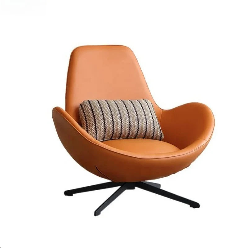 Moderner Drehbarer Lounge Chair aus PU-Leder mit Metallfuß – Komfortabler Relaxsessel für Wohnzimmer, Apartment & Hotel