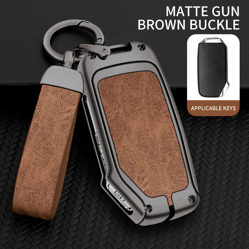 Metall & Leder Autoschlüssel Hülle für Kia – Hochwertige Schlüsselabdeckung für Sportage, Ceed, Sorento, Cerato, Forte, KX3 & K5 (2017–2020)