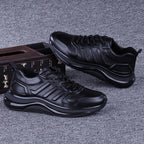 Pontallon Herren Ledersneaker – Ultraleichte Cowhide Laufschuhe, wasserdicht, atmungsaktiv für Sport, Training & Reisen