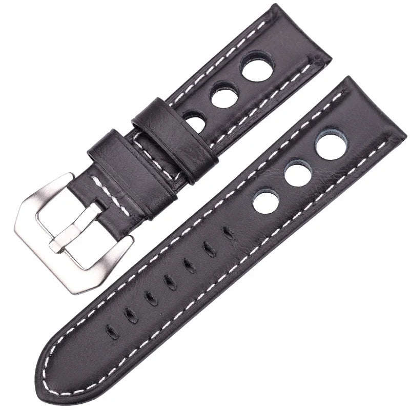 Vintage Uhrenarmband aus echtem Rindsleder – Robustes Cowhide Watchband 20 / 22 / 24 mm mit Dornschließe für Damen & Herren