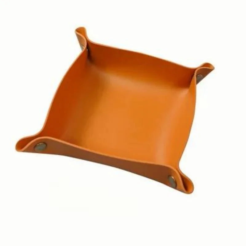 Faltbare Leder Ablageschale 25 cm – Stilvolle Aufbewahrung für Schmuck, Schlüssel & Kleinteile
