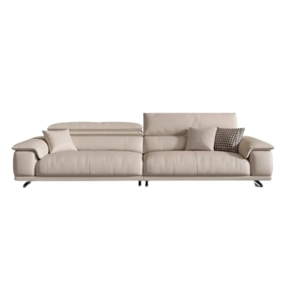 Italienisches Luxus Leder-Ecksofa – Modernes Designer L-Form Sofa für das Wohnzimmer, minimalistisches Familien-Sofa aus Echtleder