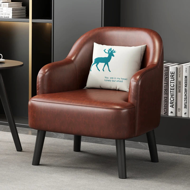 Moderner Lounge-Sessel aus Kunstleder – Bequemer Einzelsessel für Wohnzimmer, Schlafzimmer &amp; Büro, kompakter Relax- &amp; Accent Chair