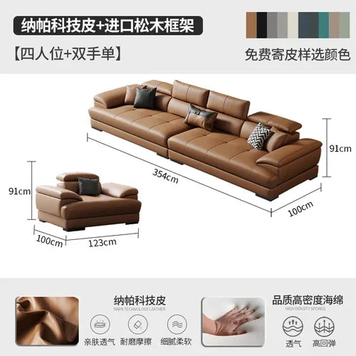 Europäisches Luxus Ecksofa aus Echtleder – Modulares L-Form Designer-Sofa for das Wohnzimmer, moderne et élégant