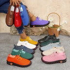 Damen Leder Sneaker & Loafer – Bequeme Plattform-Schuhe mit Handnaht für Frühling & Herbst