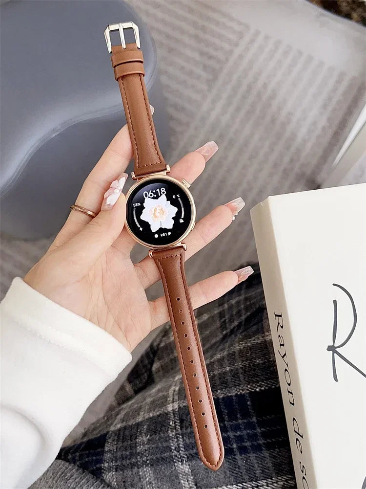 Bracelet en cuir Schlankes 20 mm et 22 mm pour Samsung Galaxy Watch – Brassard élégant pour Galaxy Watch 7, FE, 6, 5, 5 Pro, 4 Classic, Active 2 et Huawei Watch GT 