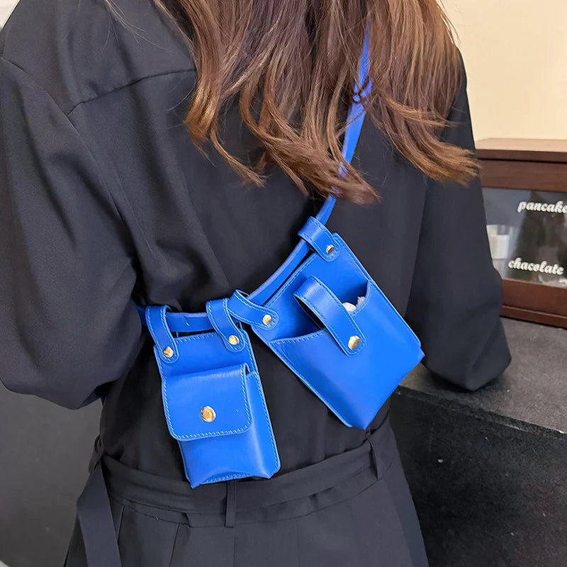 LXHYSJ Damen 2-in-1 Bauchtasche – Leder Crossbody & Chest Bag, Designer Mini Fanny Pack für Frauen 2024