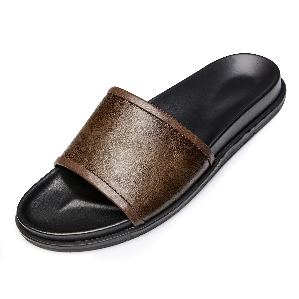 ZXQ Herren Luxus Leder Slipper 2025 – Handgefertigte Sommer Slides aus echtem Rindsleder, komfortable Casual Sandalen für Männer