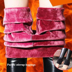 Thermo Damen PU Leder Leggings – Warm gefüttert, High Waist & figurformend, Winter Leggings mit Stretch und Fleece-Innenfutter