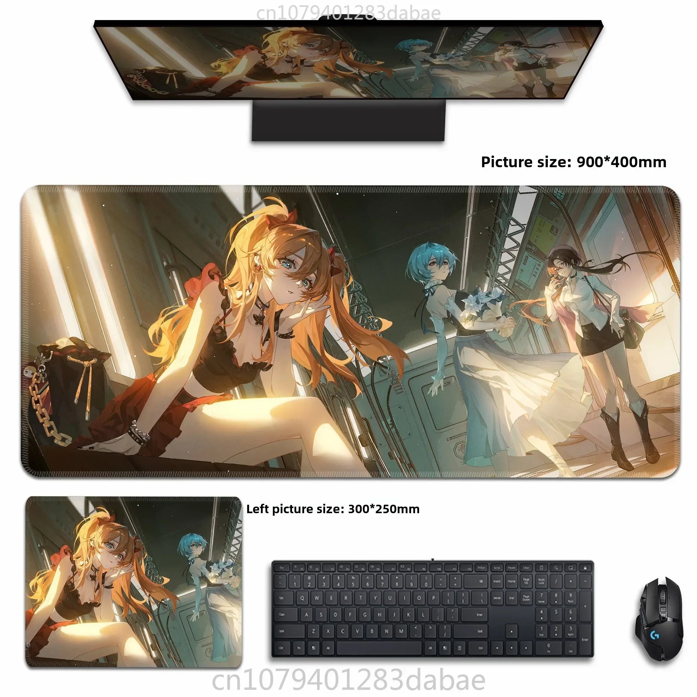 Asuka Langley XXL Anime Schreibtischunterlage aus PU Leder – Wasserdichtes Gaming Mouse Pad im Neon Genesis Evangelion Design
