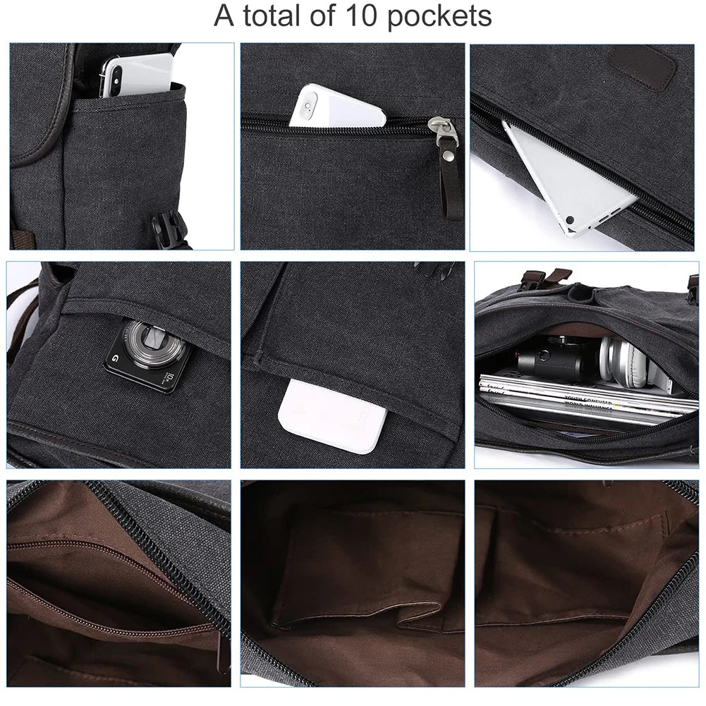 pb Peggybuy Herren Canvas Messenger Bag – Vintage Schultertasche & Satchel mit Multi-Fächern für Reisen, Arbeit und Freizeit