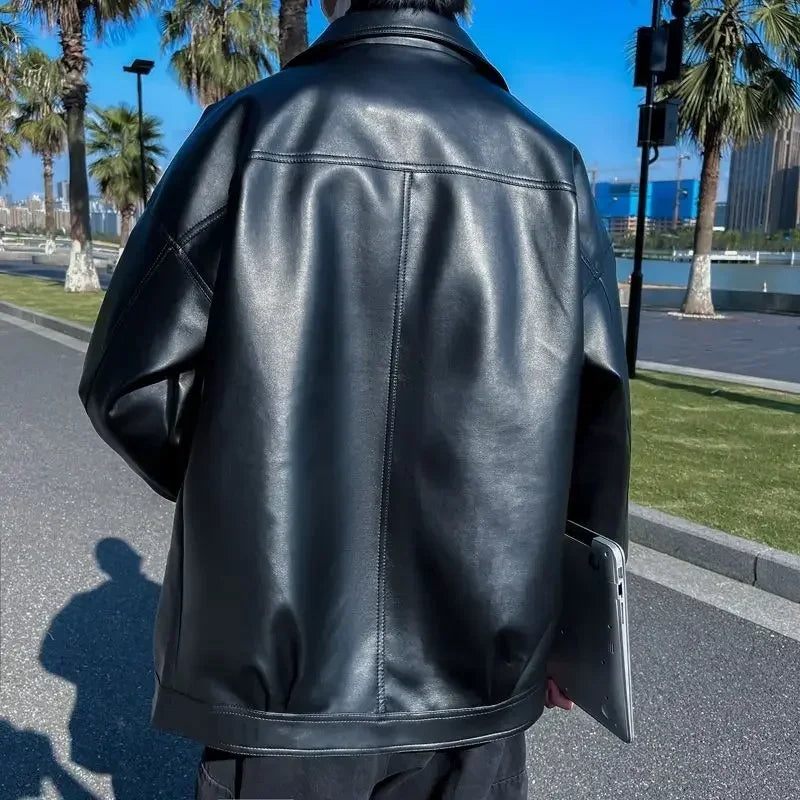 Herren Lederblazer 2025 im Korean Style – Moderner Designer Blazer mit Reißverschluss für Herbst & Winter