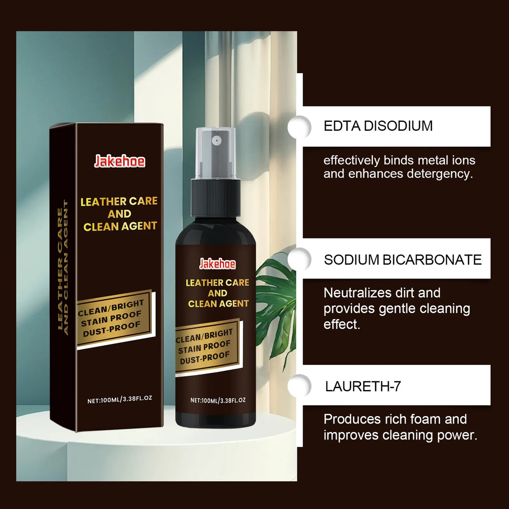 100 ml Lederreiniger & Pflegespray – Sanfte Reinigung & Glanzpflege für Lederjacken, Sofas, Taschen & Autositze