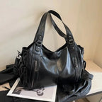 Yogodlns PU-Leder Schultertasche – Weiche Crossbody Bag mit Kontrastfarben für Damen, Modische Handtasche für Alltag & Freizeit