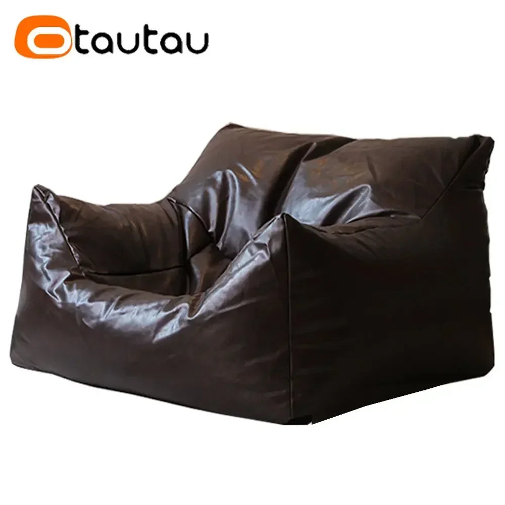 King Size Sitzsack Bezug aus Kunstleder – Bequemer Bean Bag Sofa Cover ohne Füllung für Gaming, Filme & Entspannung