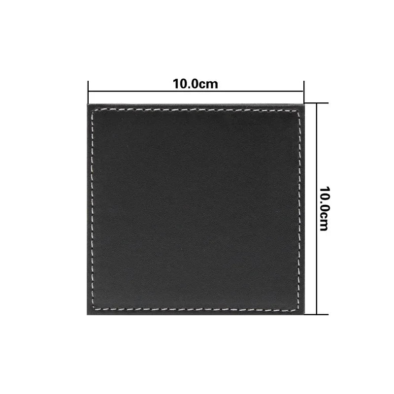 6er Set Business Leder Untersetzer – Quadratische PU Leder Tassenunterlagen, hitzeisolierend & wasserdicht für Büro, Tee & Kaffee