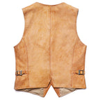 Retro Vintage Herren Lederweste aus Schafs- & Ziegenleder – Gelbe Slim Fit Weste mit V-Ausschnitt, kurz & ärmellos