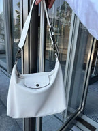 Longchamp Damen &amp; Herren Schultertasche – Grand sac fourre-tout en cuir de qualité supérieure, sacs à main et bandoulière, blanc d'eau