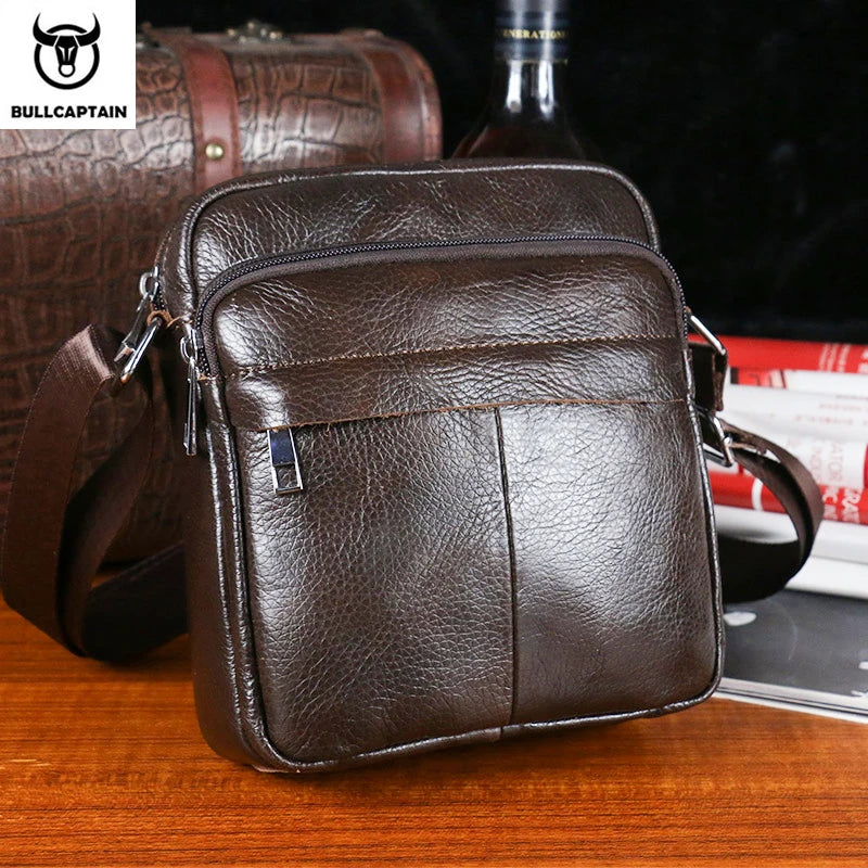 BULLCAPTAIN Herren Leder Messenger Bag - Hochwertige Schultertasche für Business, Reisen &amp; Freizeit