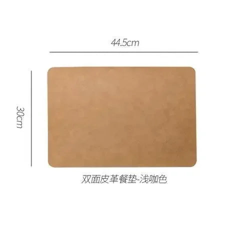 Light Luxury Leder-Tischset Coffee Brown – Wasserdichte, ölbeständige & hitzeisolierende Platzmatte aus Kunstleder im japanischen Stil (44,5 × 30 cm)