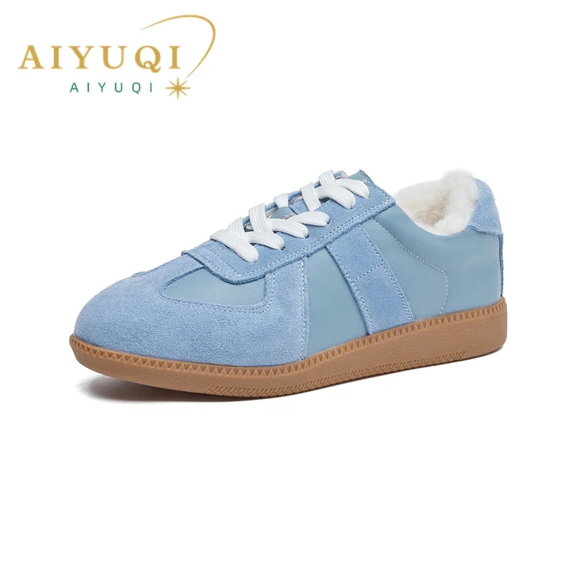 AIYUQI Damen Sneaker 2025 aus Echtleder – Flache Casual Trainingsschuhe für Frühling & Alltag | Modische Leder-Sneaker in großen Größen