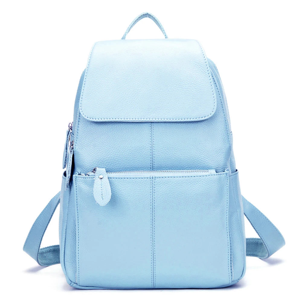 ZENCY Damen Rucksack aus echtem Rindsleder – Anti-Diebstahl Designer Leder-Rucksack mit großem Stauraum in Schwarz & Weiß