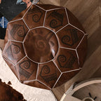 Handgefertigter marokkanischer Leder Pouf – Luxus Puff &amp; Fußhocker aus echtem Ziegenleder, ungefüllt (53 × 35 cm) 