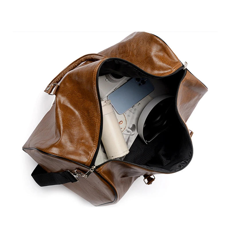 OLN Unisex PU-Leder Gym Bag – Wasserdichte Fitness-, Reise- & Duffle-Tasche für Sport, Schwimmen und Outdoor