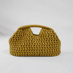 Elegante Damen Straw Handtasche – Geflochtene Schultertasche mit Kettenriemen, Sac de plage à bandoulière moderne pour l'été 