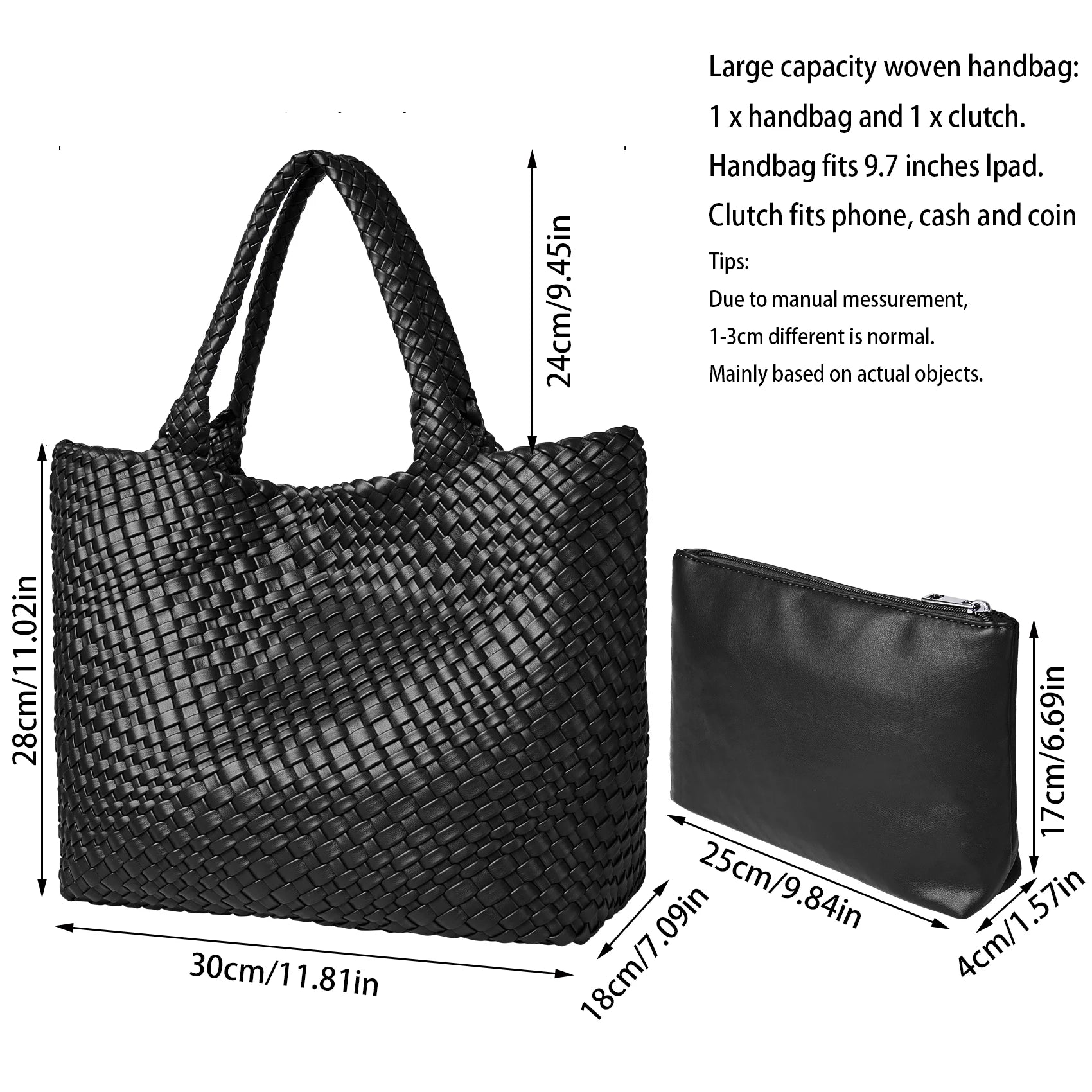 Woven Tote Bag für Damen – Veganes Leder, Große Schultertasche & Strandtasche, Vielseitige Reise- und Alltagstasche
