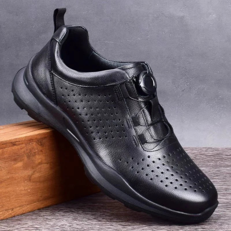 Pontallon Herren Leder Sneaker – Rotierende Schnalle, leichte Cowhide Loafers, Jogging- &amp; Walking-Schuhe, imperméable