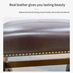 Amerikanischer Lederhocker aus Massivholz – Stilvoller Schuhhocker &amp; Fußhocker mit gepolsterter Sitzfläche für Wohnzimmer, Flur &amp; Schlafzimmer